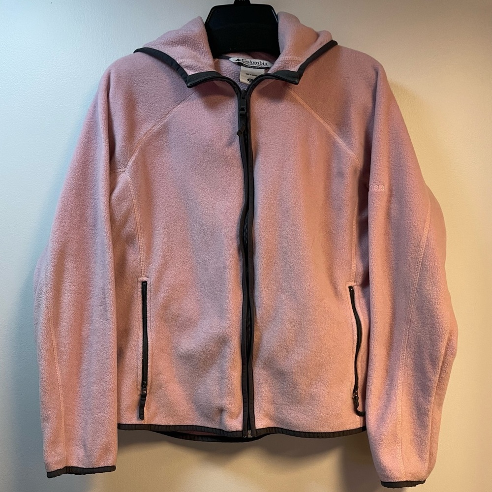 Pink Fleece Zip-Up Hooded Columbia Jacket